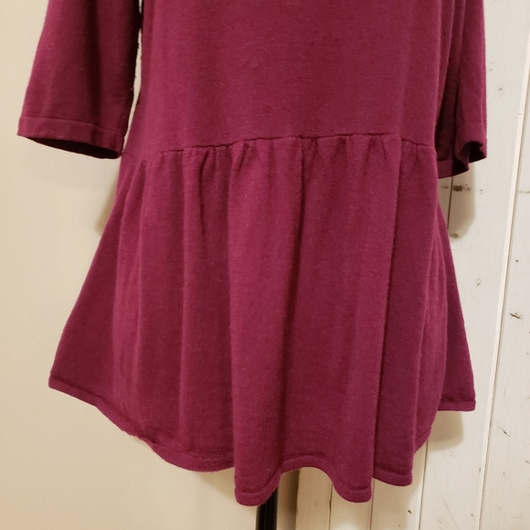 LOFT | PEPLUM SCOOPNECKED WOOL BLEND BURGANDY TOP - Picture 5 of 8